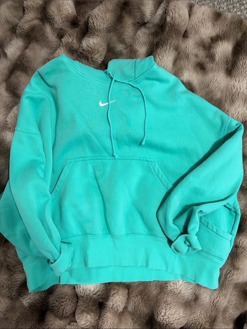 Nike Teal Crewneck Hoodie with White Swoosh